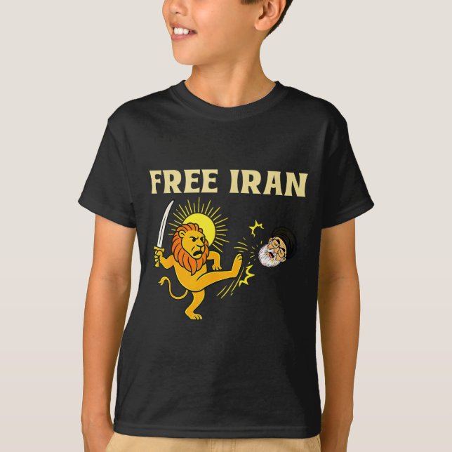 Iran Flagga Lejon Konstverk T Shirt (Framsida)