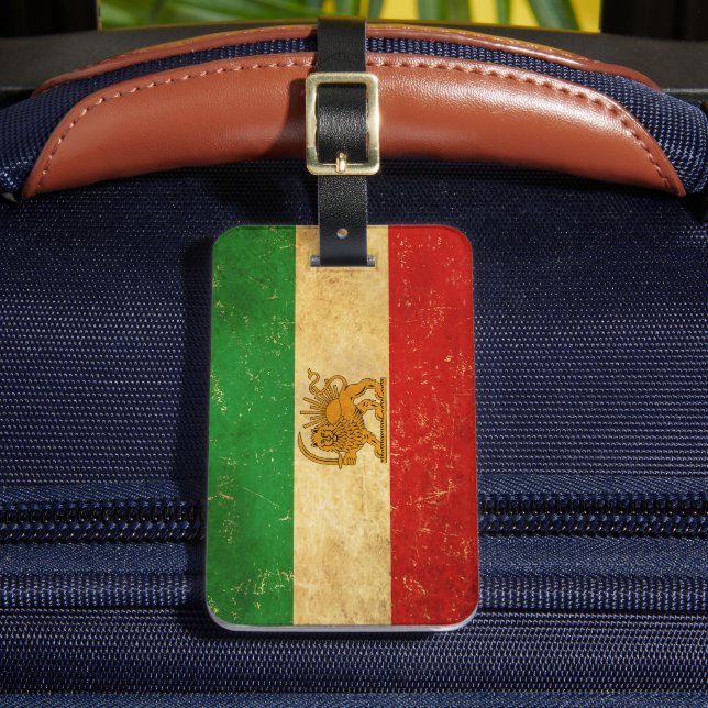 Iran Flagga Lejon och Sol Shah of Iran Flagga Bagagebricka (Framsida Insitu 2)