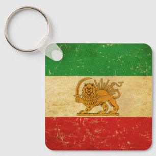 Iran Flagga Lejon och Sol Shah of Iran Flagga Keyc Nyckelring