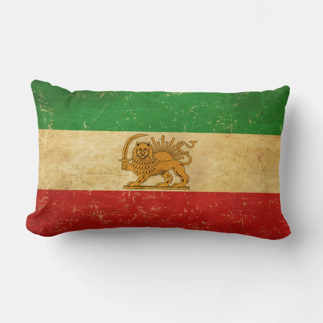 Iran Flagga Lejon och Sol Shah of Iran Flagga Lumbarkudde (Framsida)