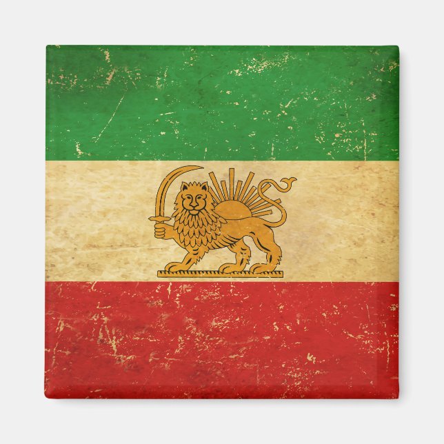 Iran Flagga Lejon och Sol Shah of Iran Flagga Magn Magnet (Framsidan)