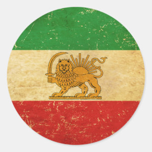 Iran Flagga Lejon och Sol Shah of Iran Flagga Runt Klistermärke