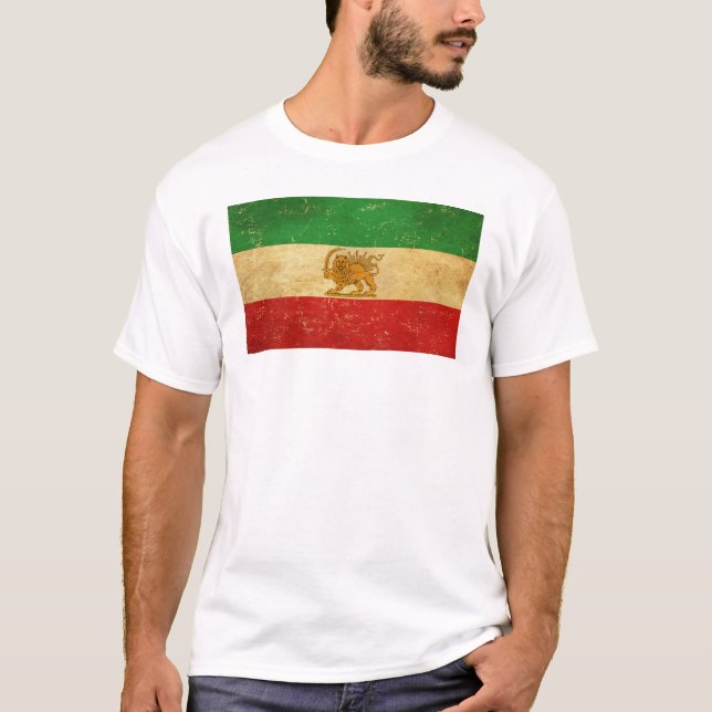 Iran Flagga Lejon och Sol Shah of Iran Flagga T Shirt (Framsida)