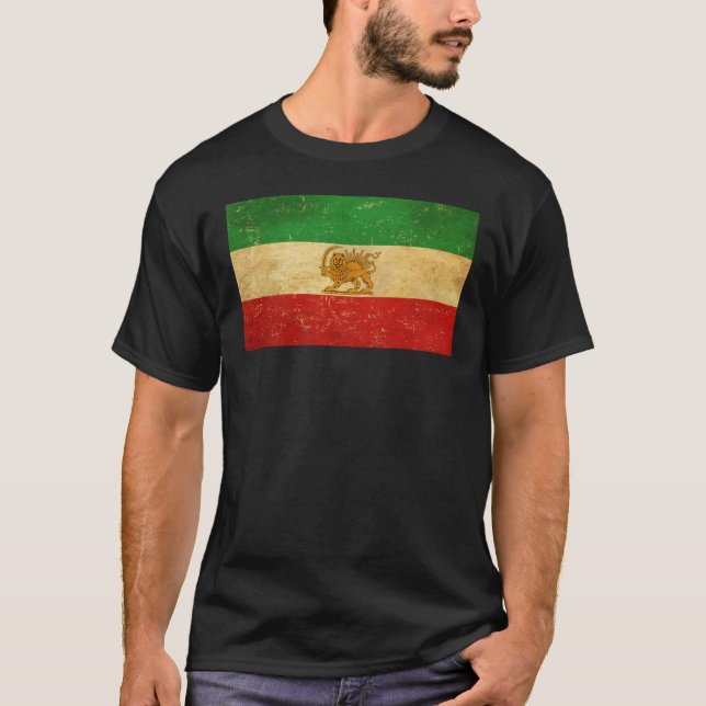 Iran Flagga Lejon och Sol Shah of Iran Flagga T Shirt (Framsida)
