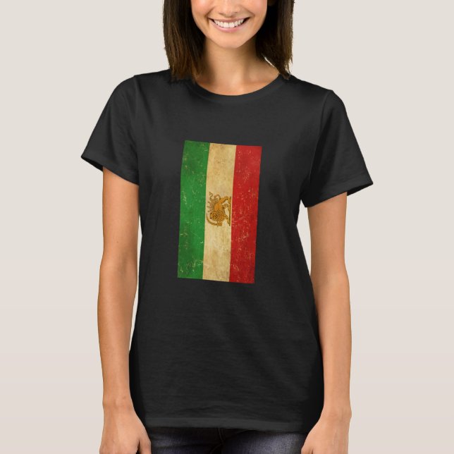 Iran Flagga Lejon och Sol Shah of Iran Flagga T Shirt (Framsida)