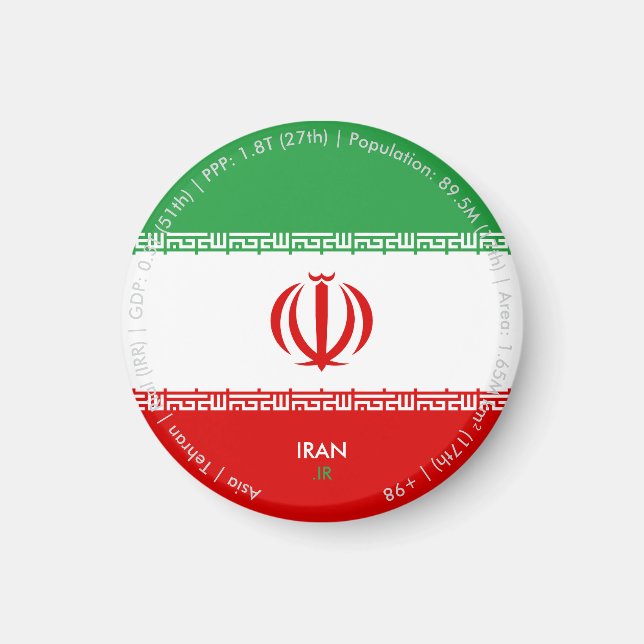 Iran Flagga Magnet (Framsidan)