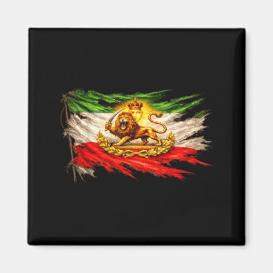 Iran flagga med lejon och sol emblem, vintage Pers Magnet