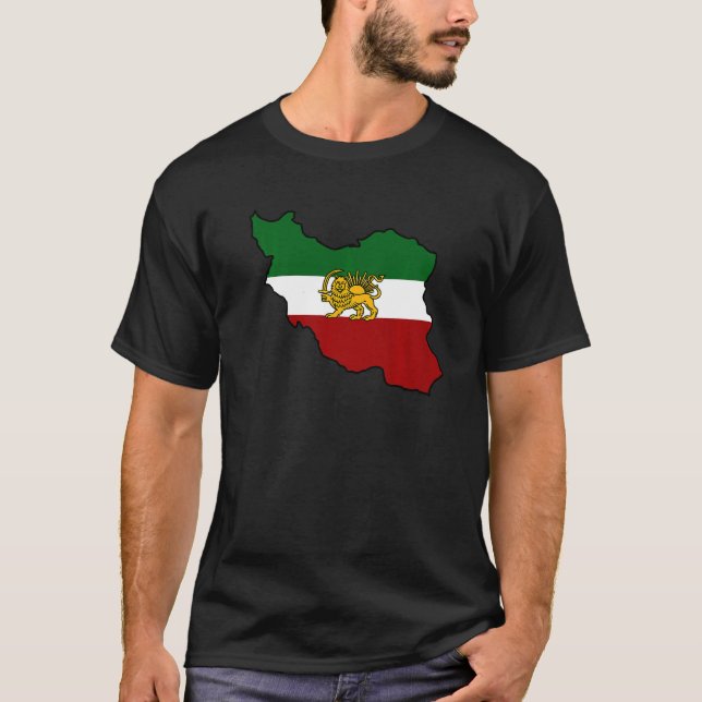 Iran flagga med lejon t shirt (Framsida)