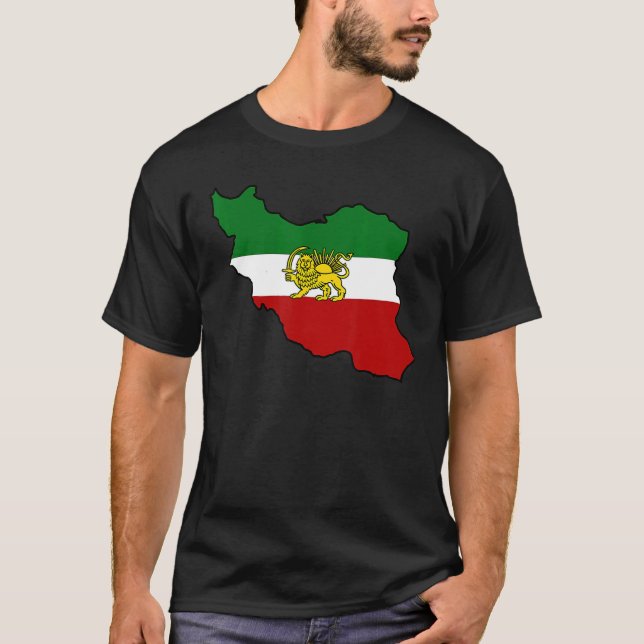 Iran-Flagga med Lejona iranska T Shirt (Framsida)