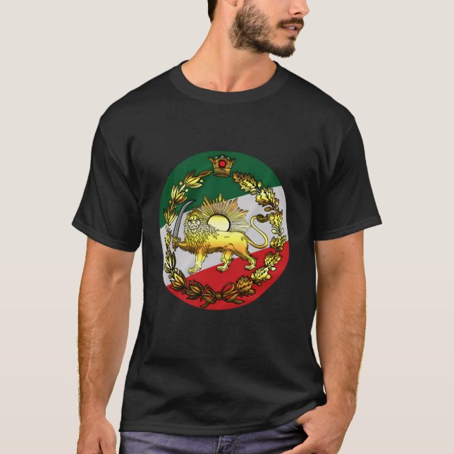 Iran Flagga med Lejona och Krona T Shirt (Framsida)