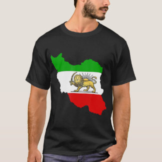Iran flagga med lejona symbolen och sol symbolen R T Shirt