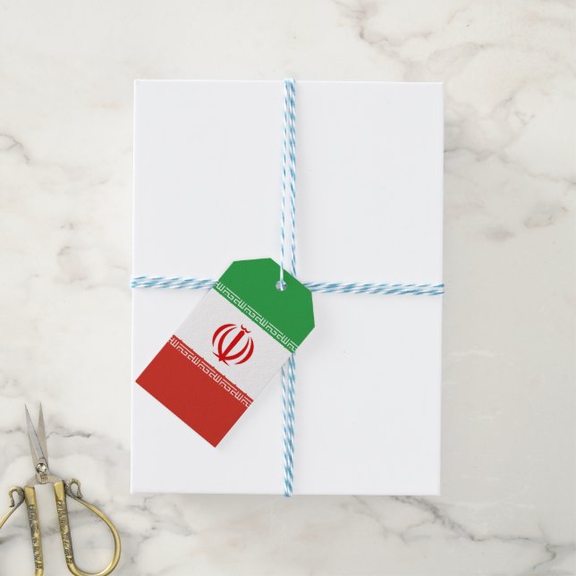Iran flagga presentetikett (Med Snöre)