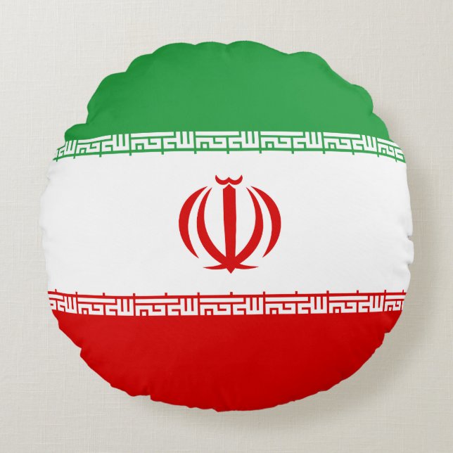 Iran Flagga Rund Kudde (Framsidan)