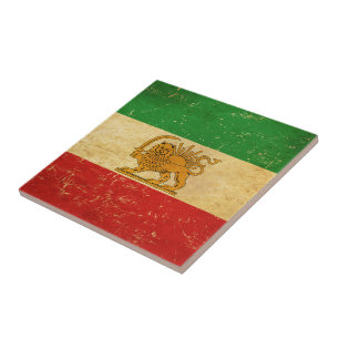 Iran Flagga, Shah of Iran Flagga Ceramic Tile Kakelplatta
