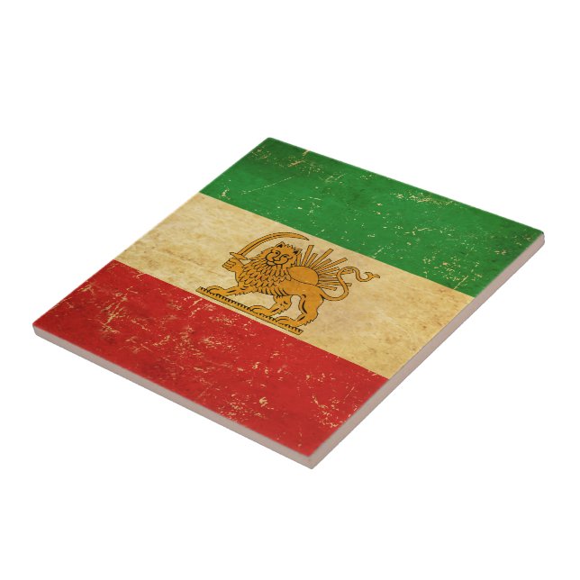 Iran Flagga, Shah of Iran Flagga Ceramic Tile Kakelplatta (Sidan)