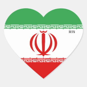 Iran Flagga Splendid Patriotic Hjärtformat Klistermärke