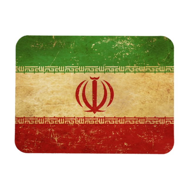 Iran flagga vintage design magnet (Horisontell)