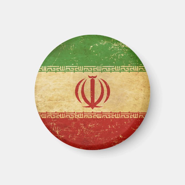 Iran Flagga Vintage Design Magnet (Framsidan)