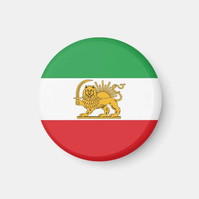 Iran flaggans lejon och sol Shah av Iran Flagga Ma Magnet (Framsidan)