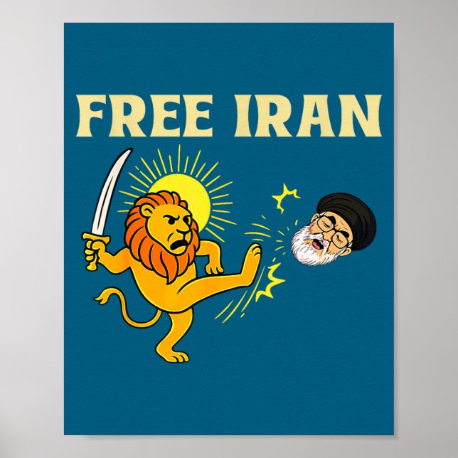 Iran Flaggans Lejonillustration Poster (Framsidan)