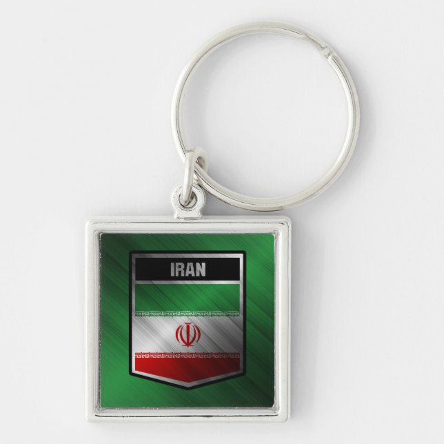 Iran Fyrkantig Silverfärgad Nyckelring (Framsidan)