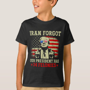 Iran glömde president har 34 brott vintage flagga t shirt