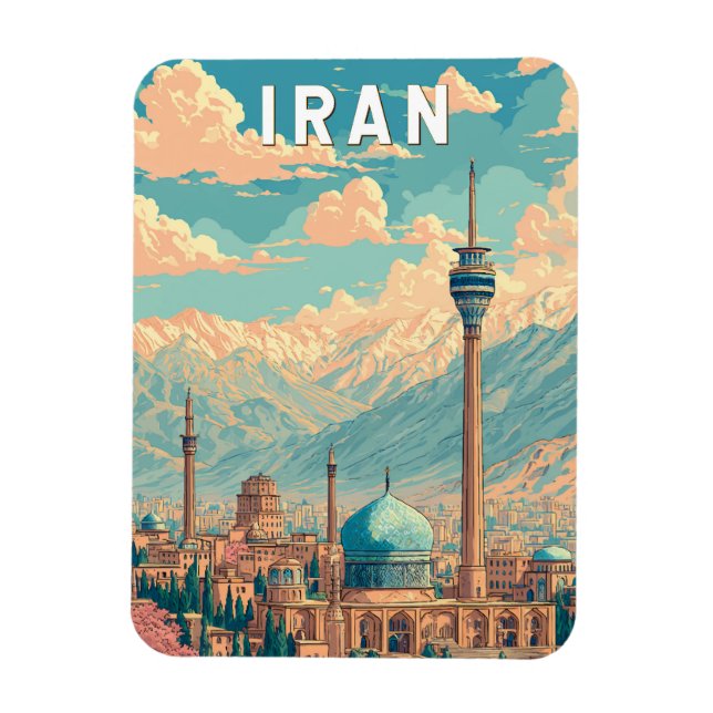 Iran Illustration Travel Art Vintage Magnet (Vertikal)