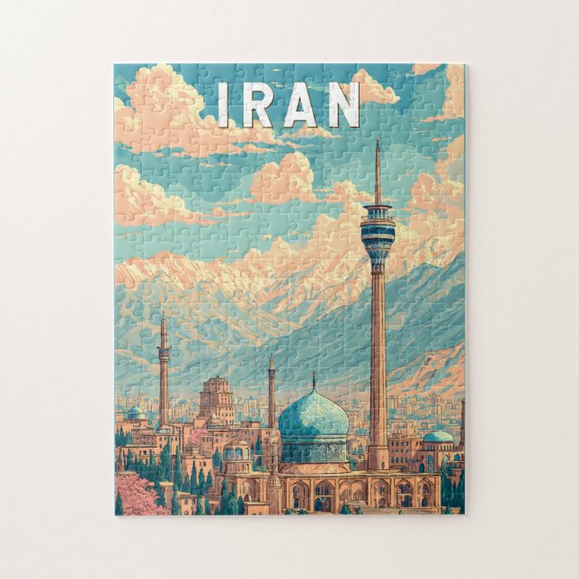Iran Illustration Travel Art Vintage Pussel (Vertikal)