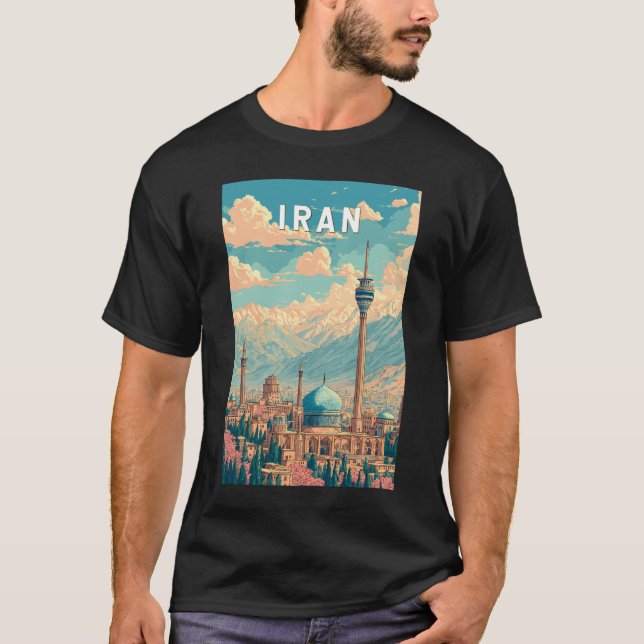 Iran Illustration Travel Art Vintage T Shirt (Framsida)
