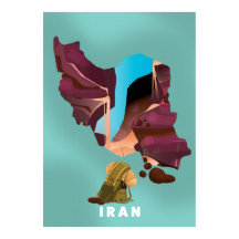 Iran illustrerad resa affisch tryck