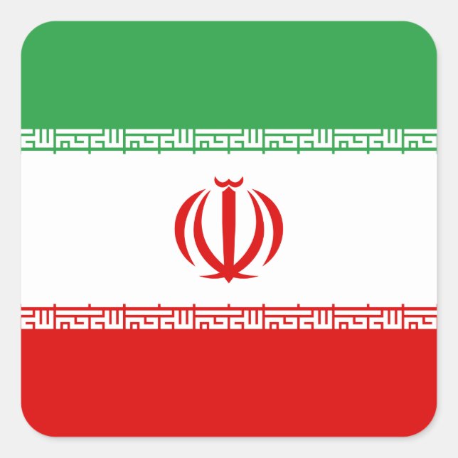 Iran (Iran) Flagga Fyrkantigt Klistermärke (Framsida)