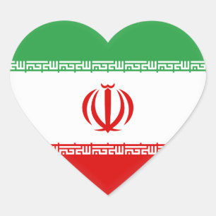 Iran (Iran) Flagga Hjärtformat Klistermärke
