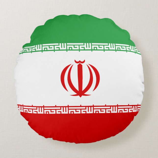 Iran (Iran) Flagga Rund Kudde (Framsidan)
