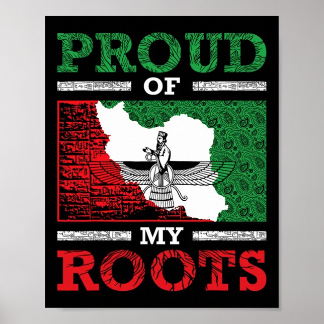 Iran Iranier Persisk Irani Flagga Iran Rötter Fars Poster (Framsidan)