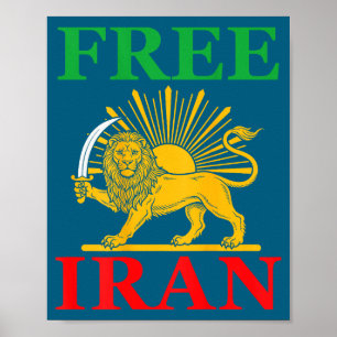 Iran iransk flagga Lejon Bak Illustration Poster