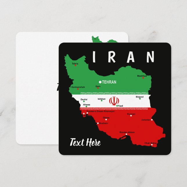 Iran Kart med flagga och emblem (Fram/baksida)