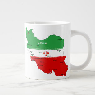 Iran Kart med flagga och emblem Jumbo Mugg