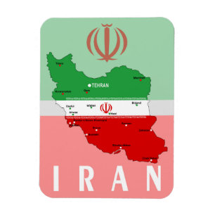 Iran Kart med Flagga och Emblem Magnet
