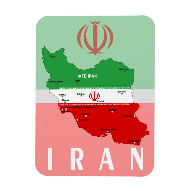 Iran Kart med Flagga och Emblem Magnet (Vertikal)