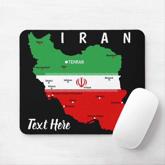 Iran Kart med flagga och emblem Musmatta (Med mus)