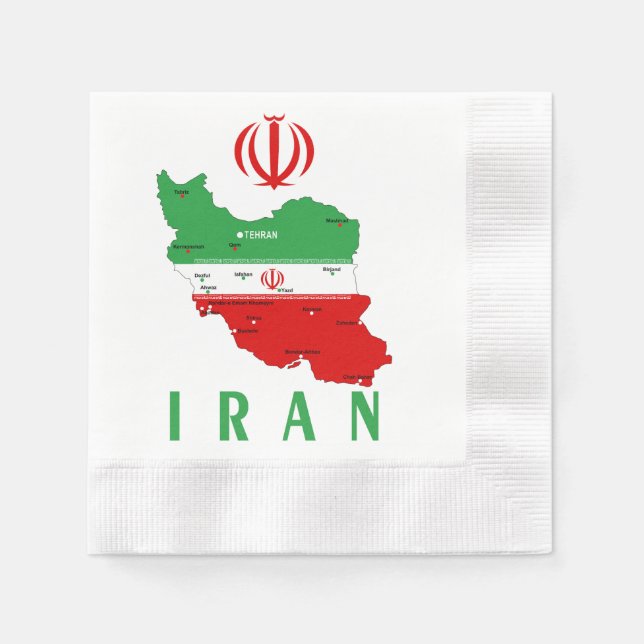 Iran Kart med flagga och emblem Pappersservett (Framsidan)