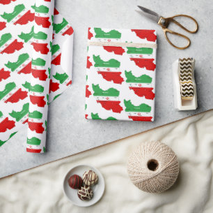 Iran Kart med flagga och emblem Presentpapper