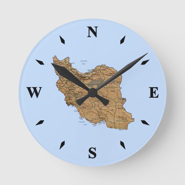 Iran Karta Clock Rund Klocka (Framsida)