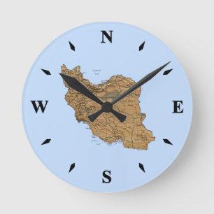 Iran Karta Clock Rund Klocka