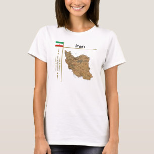 Iran Karta + Flagga + avdelning T-Shirt