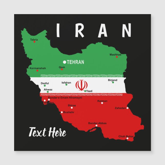 Iran Karta med flagga och emblem (Framsida)