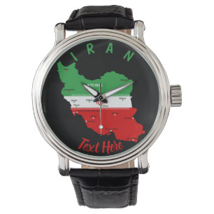 Iran karta med flagga och emblem armbandsur