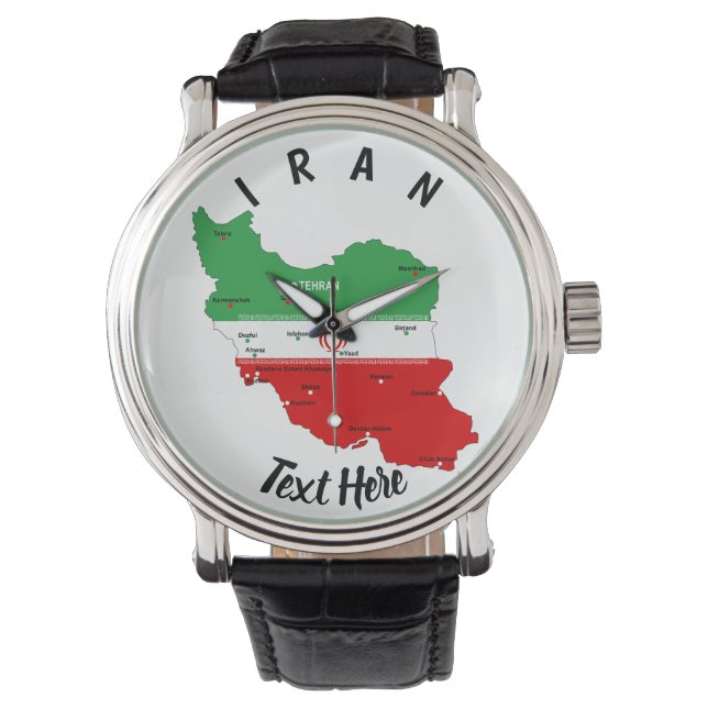 Iran Karta med Flagga och Emblem Armbandsur (Framsida)