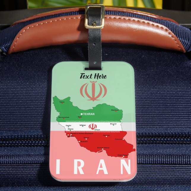 Iran karta med flagga och emblem bagagebricka (Framsida Insitu 2)