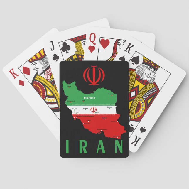 Iran karta med flagga och emblem casinokort (Baksidan)